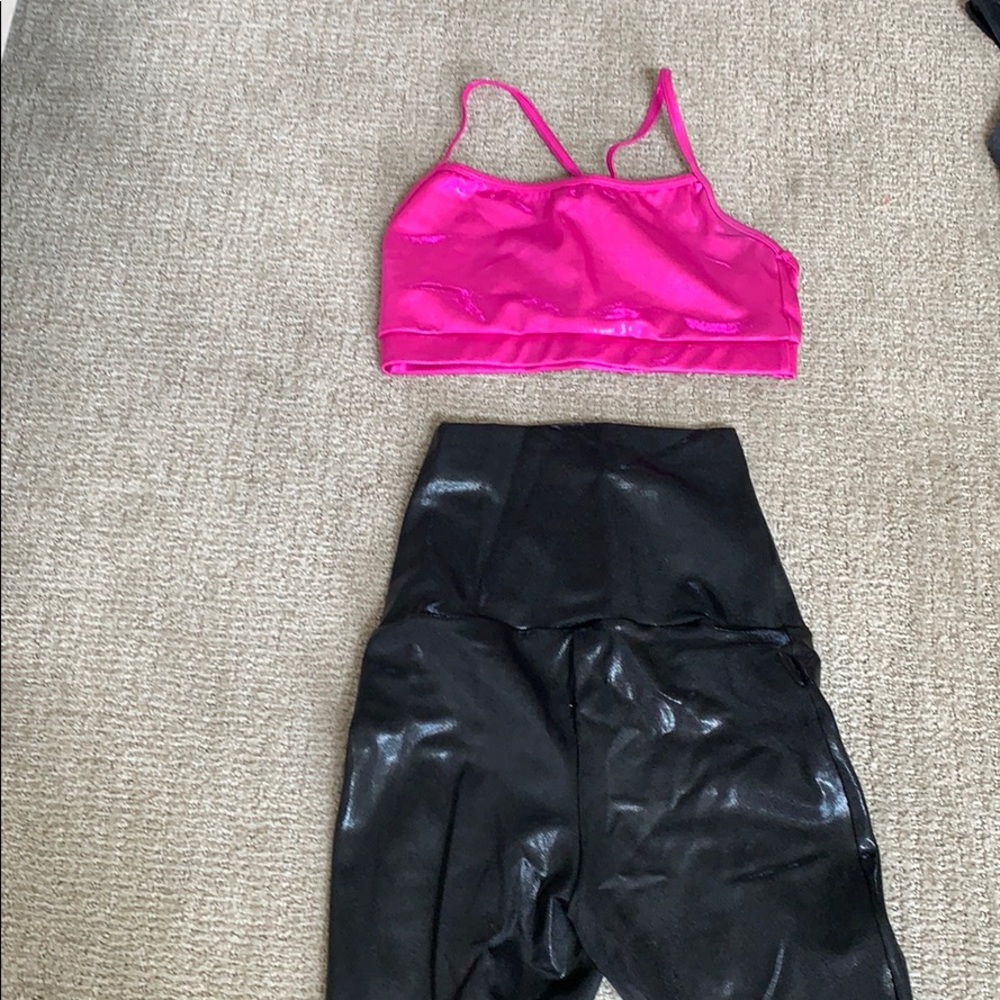 sparkly pink and black leggings hip hop costume